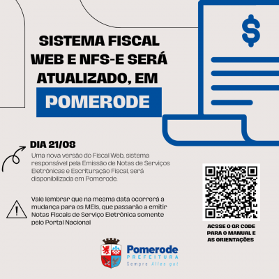 Portal do Cidadão - MUNICÍPIO DE POMERODE/SC - Emissão de Notas Fiscais de  Serviços (NFS-e) para MEIs terá mudanças a partir de 21 de agosto de 2023,  em Pomerode